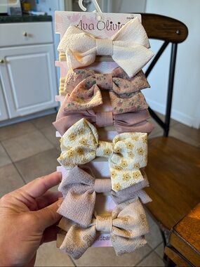 Girls' Bow Hair Clip Set - Cream, Pink, Floral